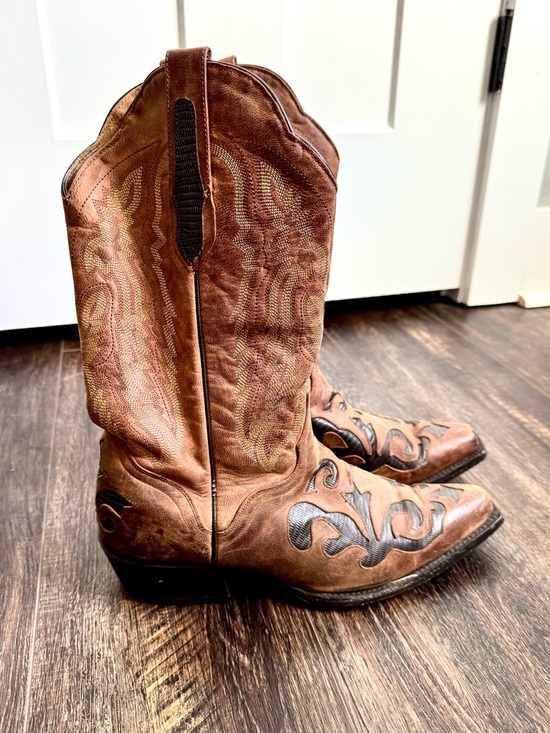JB Dillon Boots Other - JB Dillon Goatskin Mens Brown Leather Inlaid Cowboy Western Boots 10 EE